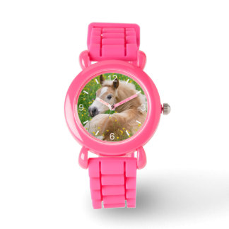 Haflinger Horse Cute Foal i Uppringningsskylt med  Armbandsur