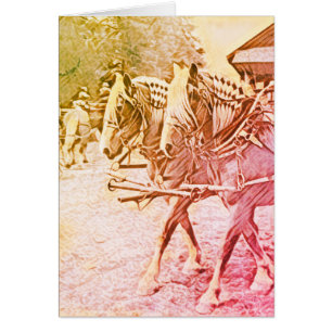 Haflinger Horses Blank Inside Greeting Card Hälsningskort