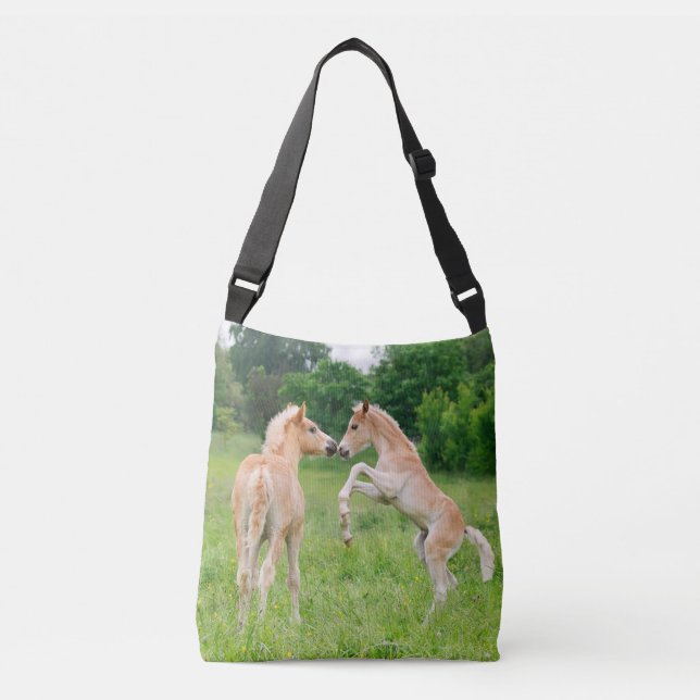 Haflinger Horses Cute Foals Rear Photo - Crossbody Axelväska (Framsida)