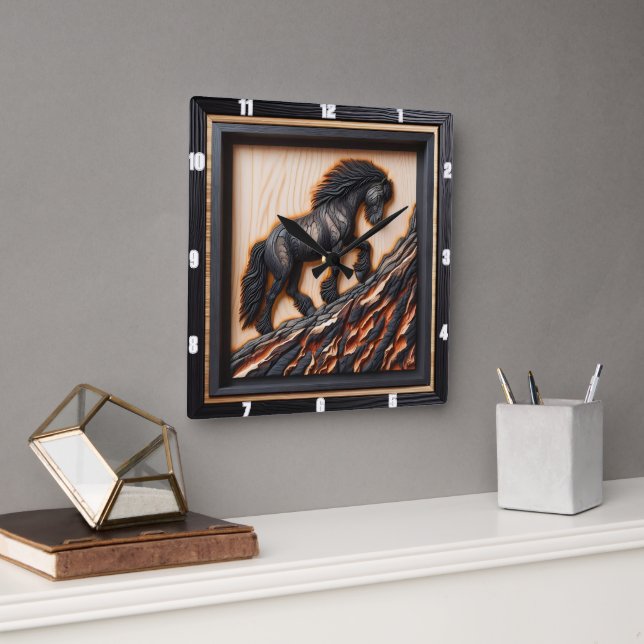 Haflinger-klättring: Wood Art Anpassningsbar Palet Fyrkantig Klocka (Kontor)