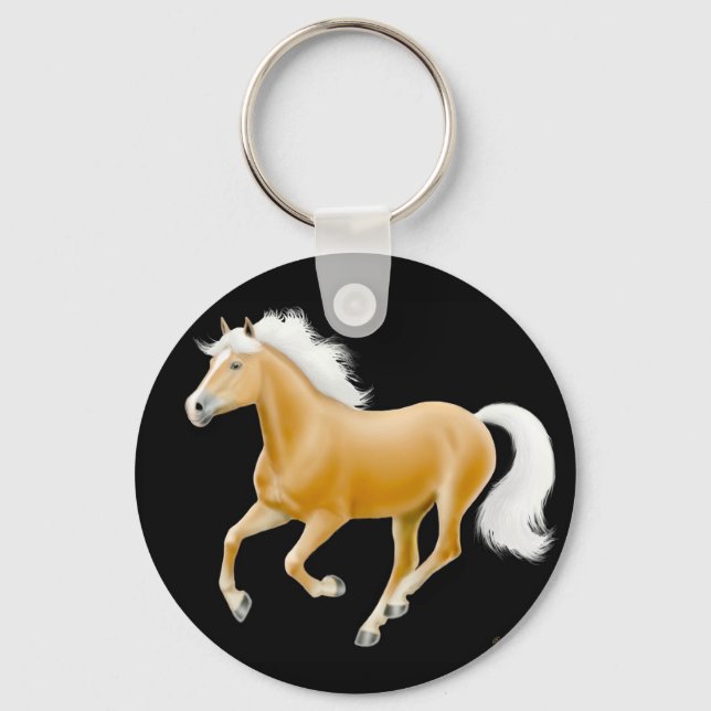 Haflinger Palomino Horse Keychain Black Nyckelring (Framsida)