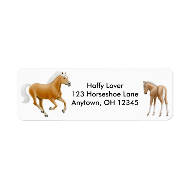 Haflinger Palomino Horse Label Returadress Etikett (Framsidan)