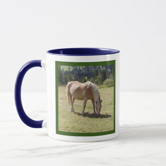 Haflinger Palomino Pony in Summer Pasture Photo Mugg (Vänster)