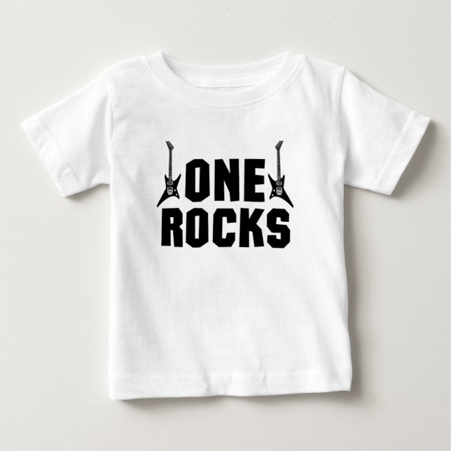 Häftig 1-års födelsedag One Rocks Rock n Roll T Shirt (Framsida)