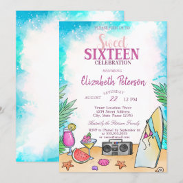 Häftig Beach Cocktail Frukter Sommar Sweet 16 Fest Inbjudningar