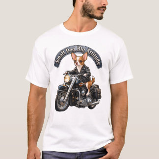 Häftig Biker Chihuahua Hund Ridande Motorcykel T-S T Shirt