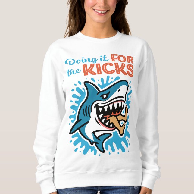 Häftig blå haj för kicks t shirt (Framsida)