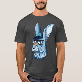 Häftig blå kantig kanin t shirt
