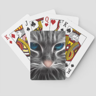 Häftig blåögd katt ansikte casinokort