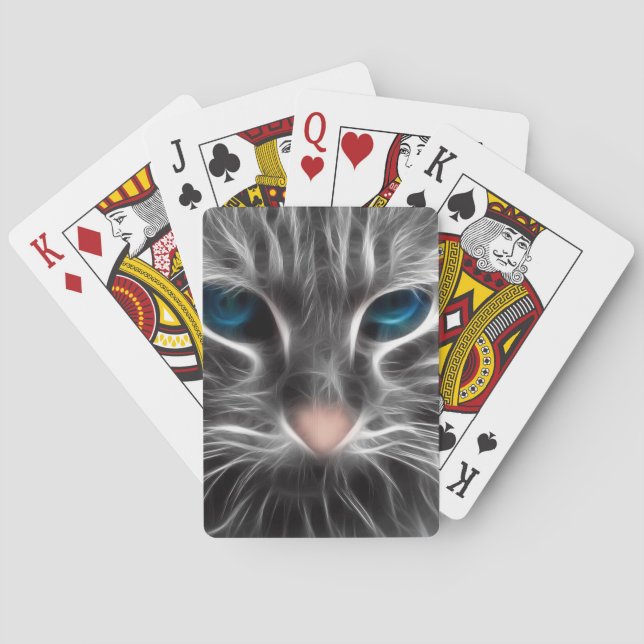 Häftig blåögd katt ansikte casinokort (Baksidan)