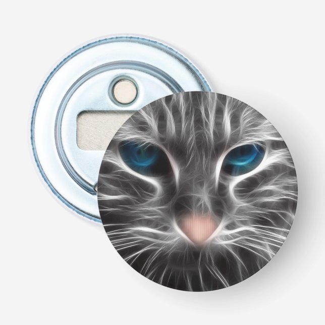 Häftig blåögd kattansikte flasköppnare (Framsidan)