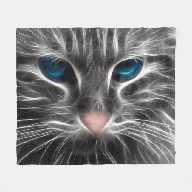 Häftig blåögd kattansikte fleecefilt (Framsidan (Horisontell))