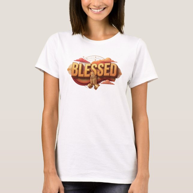Häftig BLESSED Wearable Art T Shirt (Framsida)