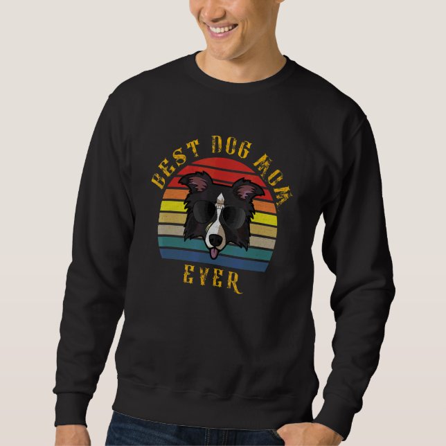 Häftig Border Collie Hund Mamma  Hund Jul Lång Ärmad Tröja (Framsida)
