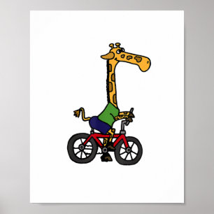 Häftig Giraff Ridande Cykel Poster