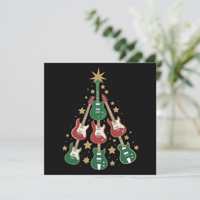 Häftig gitarr julgran gitarrälskare jul julkort (Stående Fram)