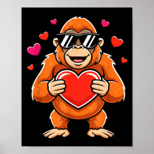 Häftig gorilla som håller hjärtvalentinsdag apa po poster