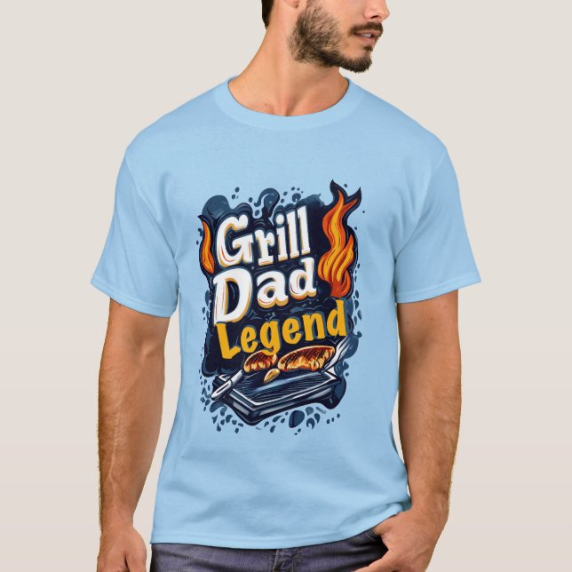 Häftig grill Pappa legend ord konst bbq T Shirt (Framsida)