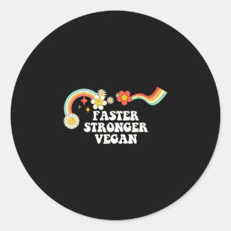 Häftig groovy-citat snabbare starkare vegansk kons runt klistermärke