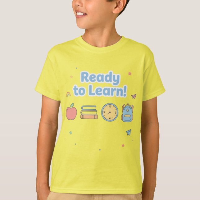 Häftig Gul Pojktröja för Skolan T Shirt (Framsida)