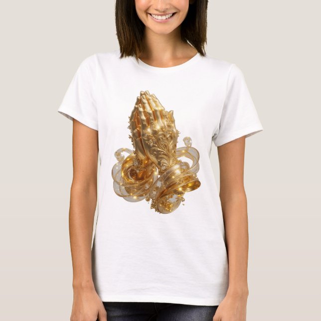 Häftig gul PRAYING HANDS T-shirt (Framsida)