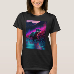 Häftig Havsutter Synthwave Vandrande Utter 1 T Shirt