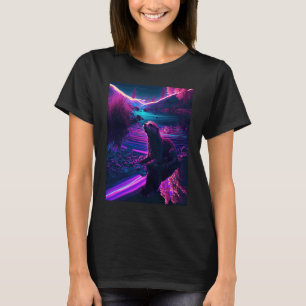 Häftig Havsutter Synthwave Vandrande Utter T Shirt