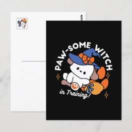 Häftig häxa under utbildning – Söt Halloween-hund Vykort