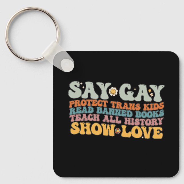 Häftig HBTQ Säga Gay Skydda Transbarn Läs Böcker Nyckelring (Framsida)