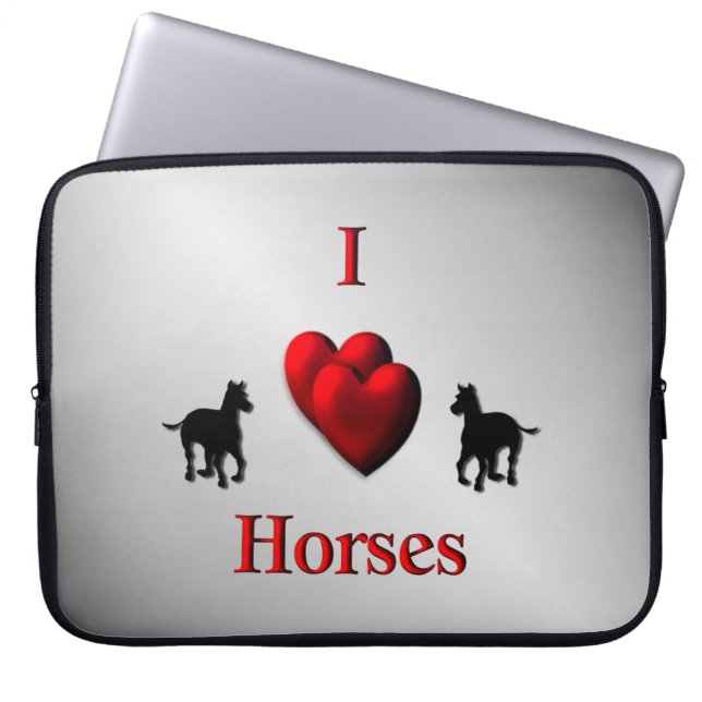 Häftig I Heart Hästar Design Laptop Sleeve (Framsidan)