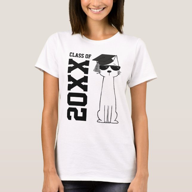 Häftig katt-examens T-shirt (Framsida)