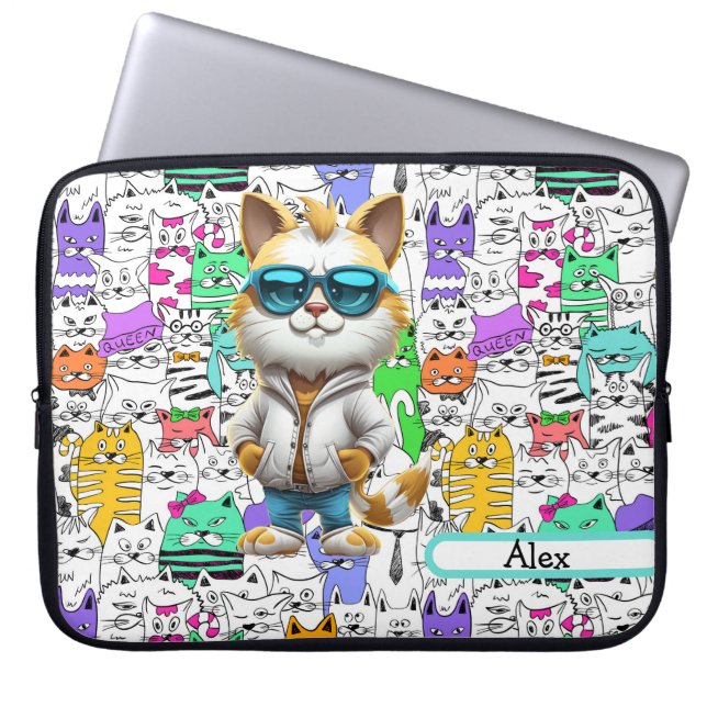 Häftig katt  laptop fodral (Framsidan)