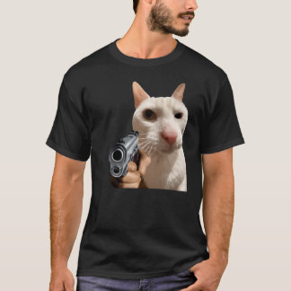 Häftig katt med pistol rolig meme t-shirt