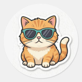 Häftig Katt Med Solglasögon Klistermärke Rolig Est
