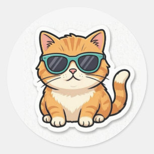 Häftig Katt Med Solglasögon Klistermärke Rolig Est