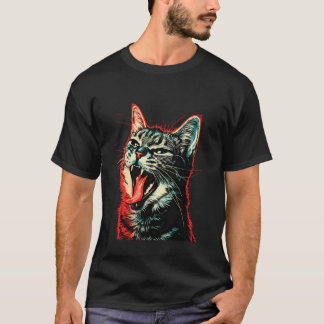 Häftig katt sticker ut tungan i lekfull trots t shirt