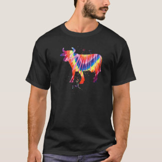 Häftig ko Tie Dye Retroeffekt T Shirt