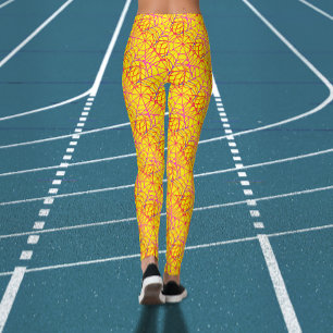 Häftig kuslig gul orange Halloween spindelnät Leggings