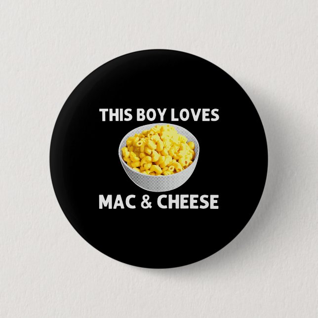 Häftig Mac Och Ost För Pojkar Barn Makaroner Mat T Knapp (Framsida)