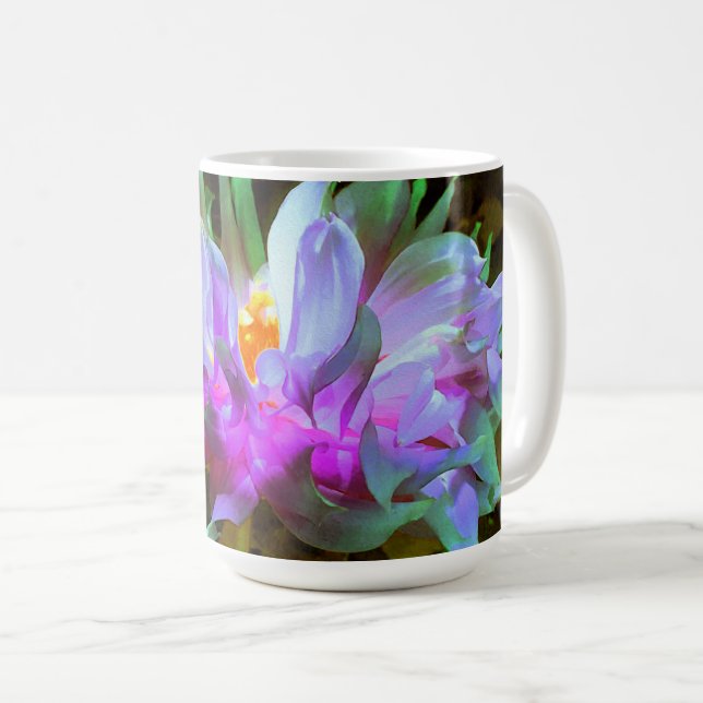 Häftig Magenta och Limegrön Kaktus-Dalia Kaffemugg (Framsida höger)