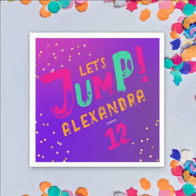 Häftig Modern Flicka Lila Rosa Trampolin Hopparty Pappersservett (Skapare uppladdad)