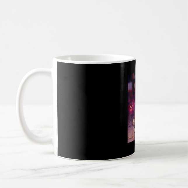 Häftig mumie som dricker iskaffe halloween kaffe kaffemugg (Vänster)