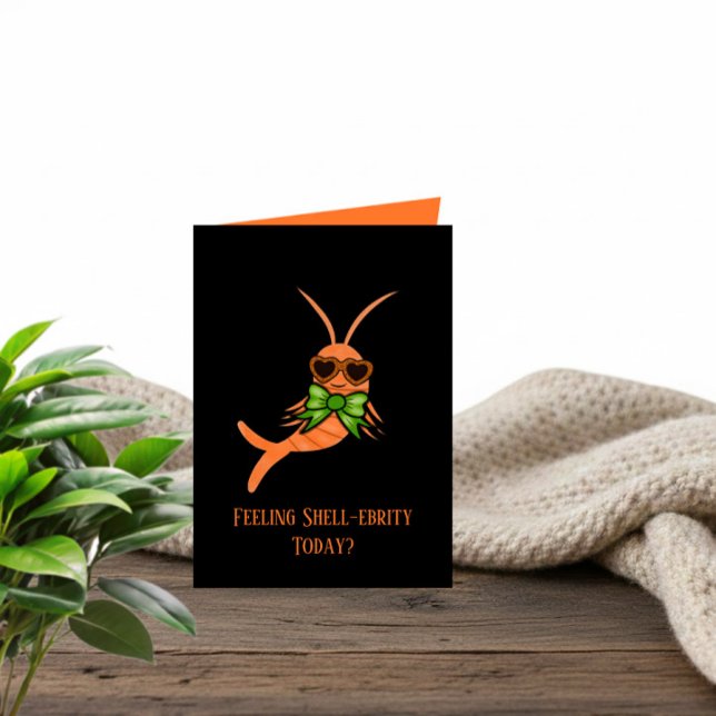 Häftig orange födelsedagsräka kort (Skapare uppladdad)