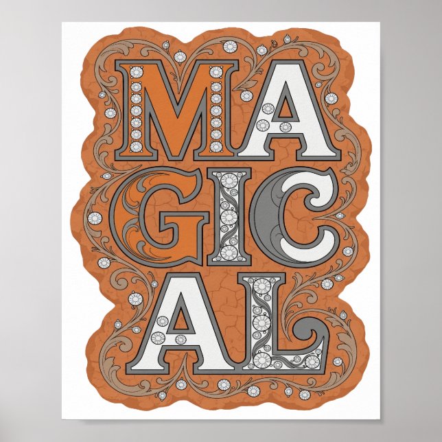 Häftig Orange MAGISK Citat Design Poster (Framsidan)