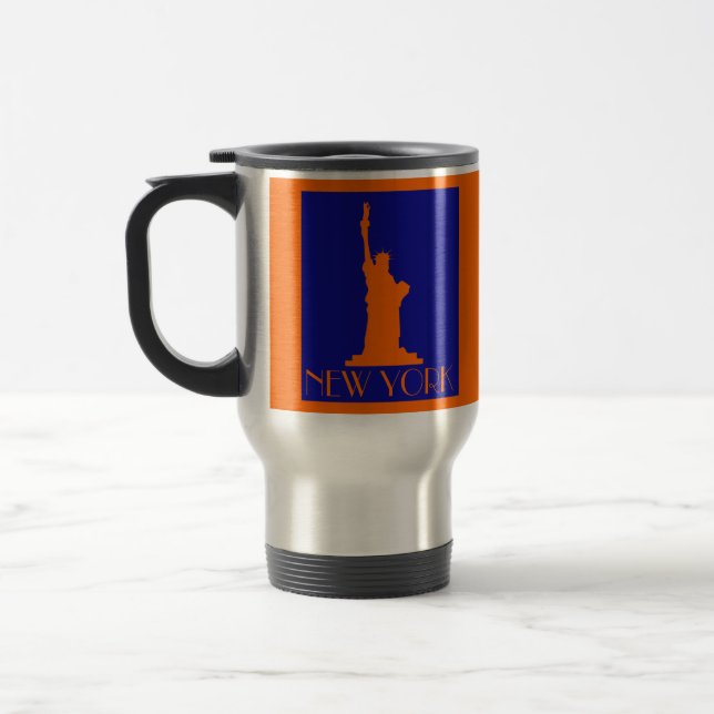 Häftig Orange och Blå NYC Frihetsgudinnan Resemugg (Vänster)