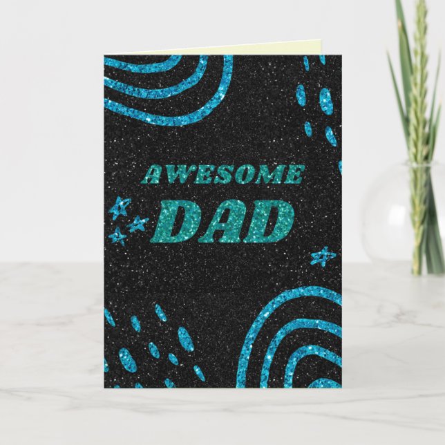 Häftig pappa fars dag glitterkort kort (Framsida)