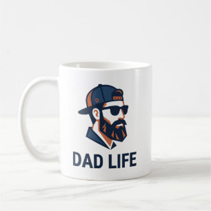 Häftig pappa med keps solglasögon kaffemugg