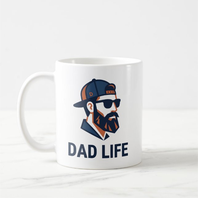 Häftig pappa med keps solglasögon kaffemugg (Vänster)