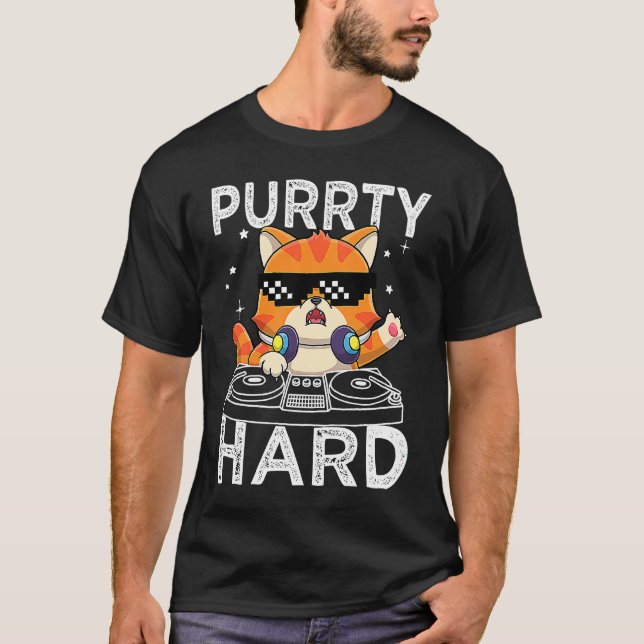 Häftig Party DJ Katt T Shirt (Framsida)