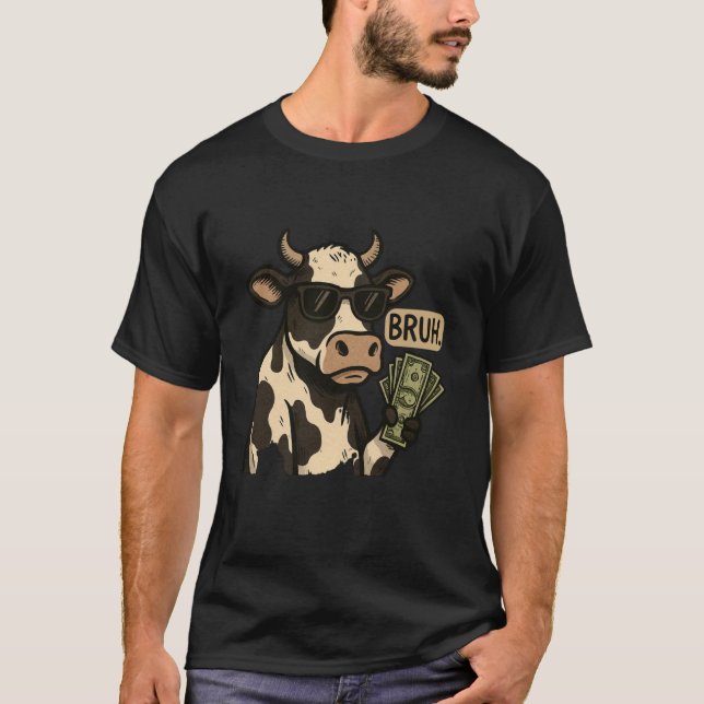 Häftig Pengar Ko Broder Solglasögon Rolig Djur C T Shirt (Framsida)